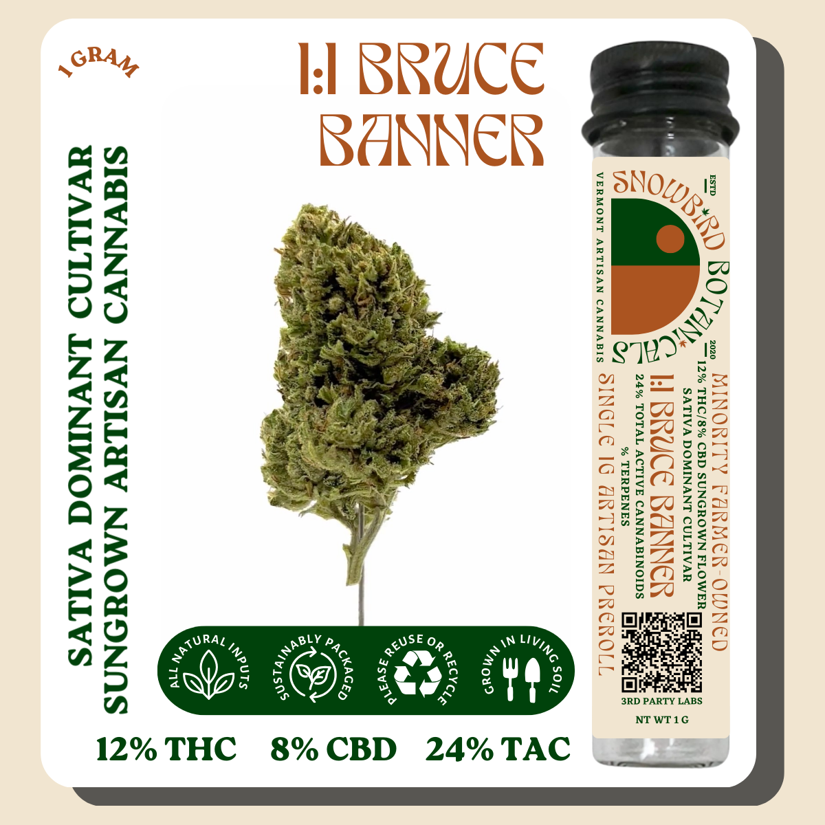 Photograph of Product: Snowbird Botanicals - Pre-Roll - Bruce Banner