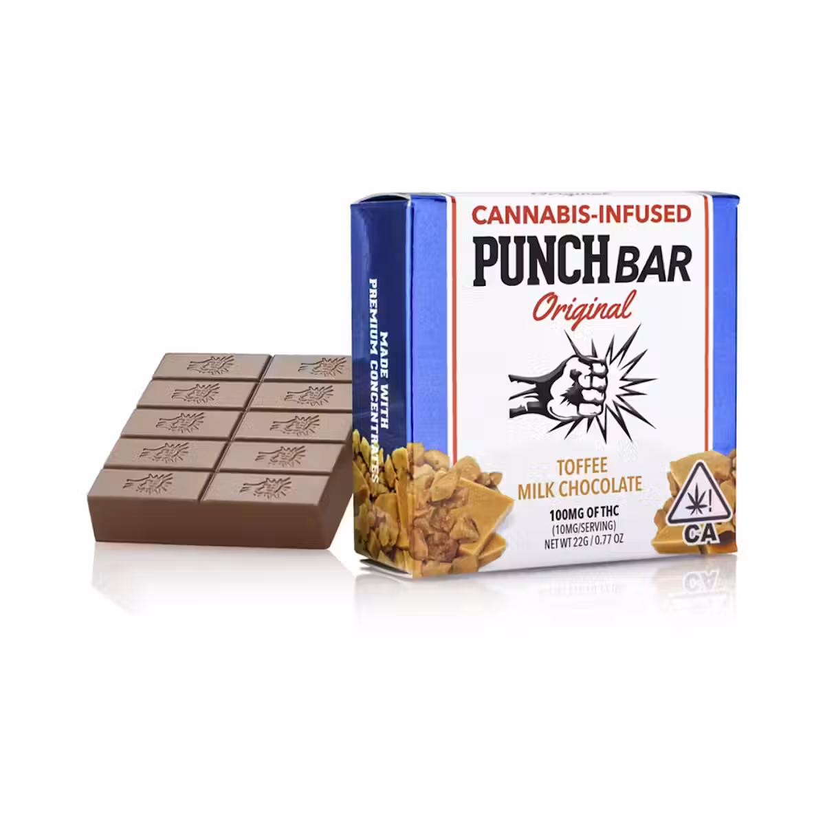 Photograph of product: Punch Edibles - 100mg Punch Bar - Toffee Milk Chocolate