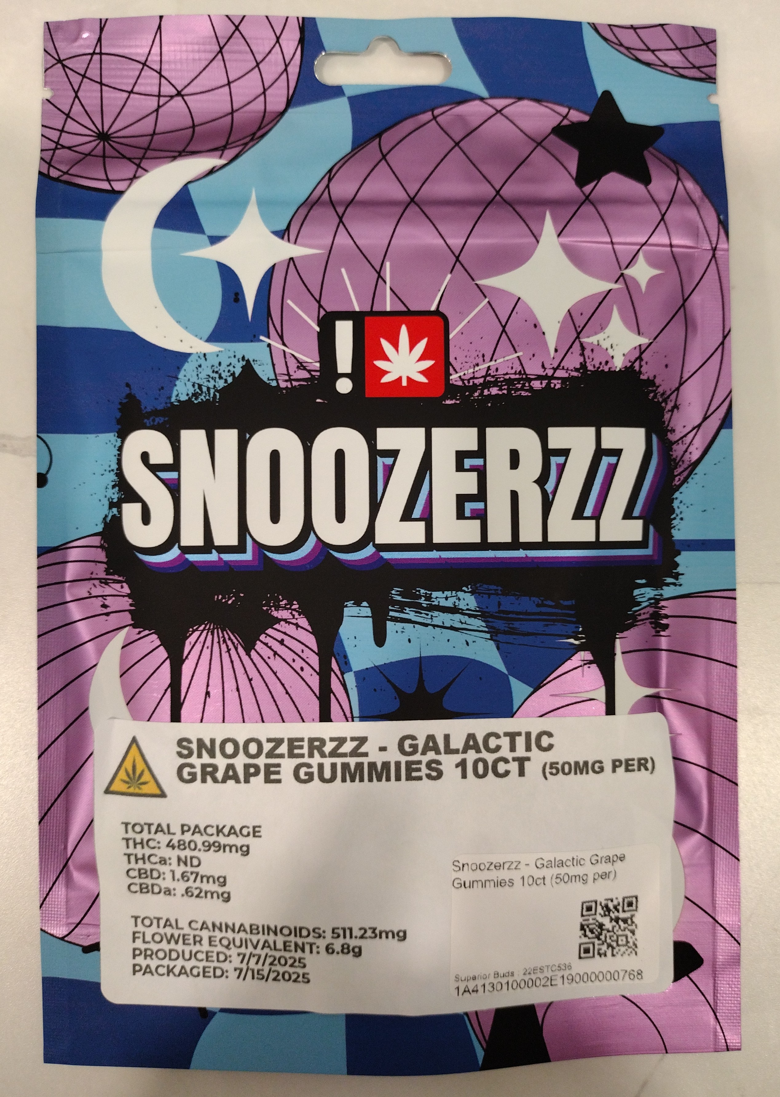 Photograph of product: Groovy Treez - Galactic Grape 10 Pk Gummies - 480mg