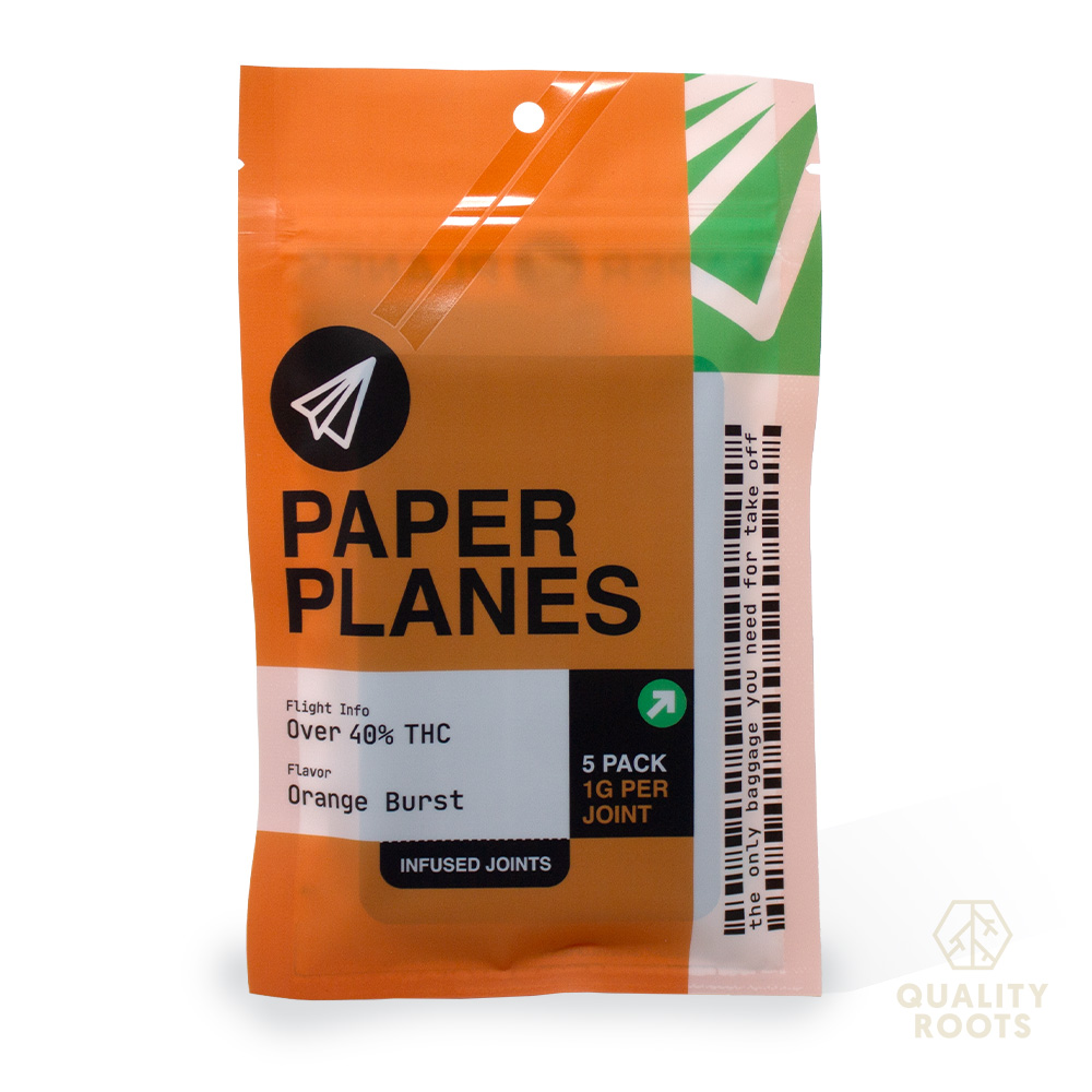 Photograph of product: Paper Planes - Orange Burst Infused Pre-Rolls 5pk 5g