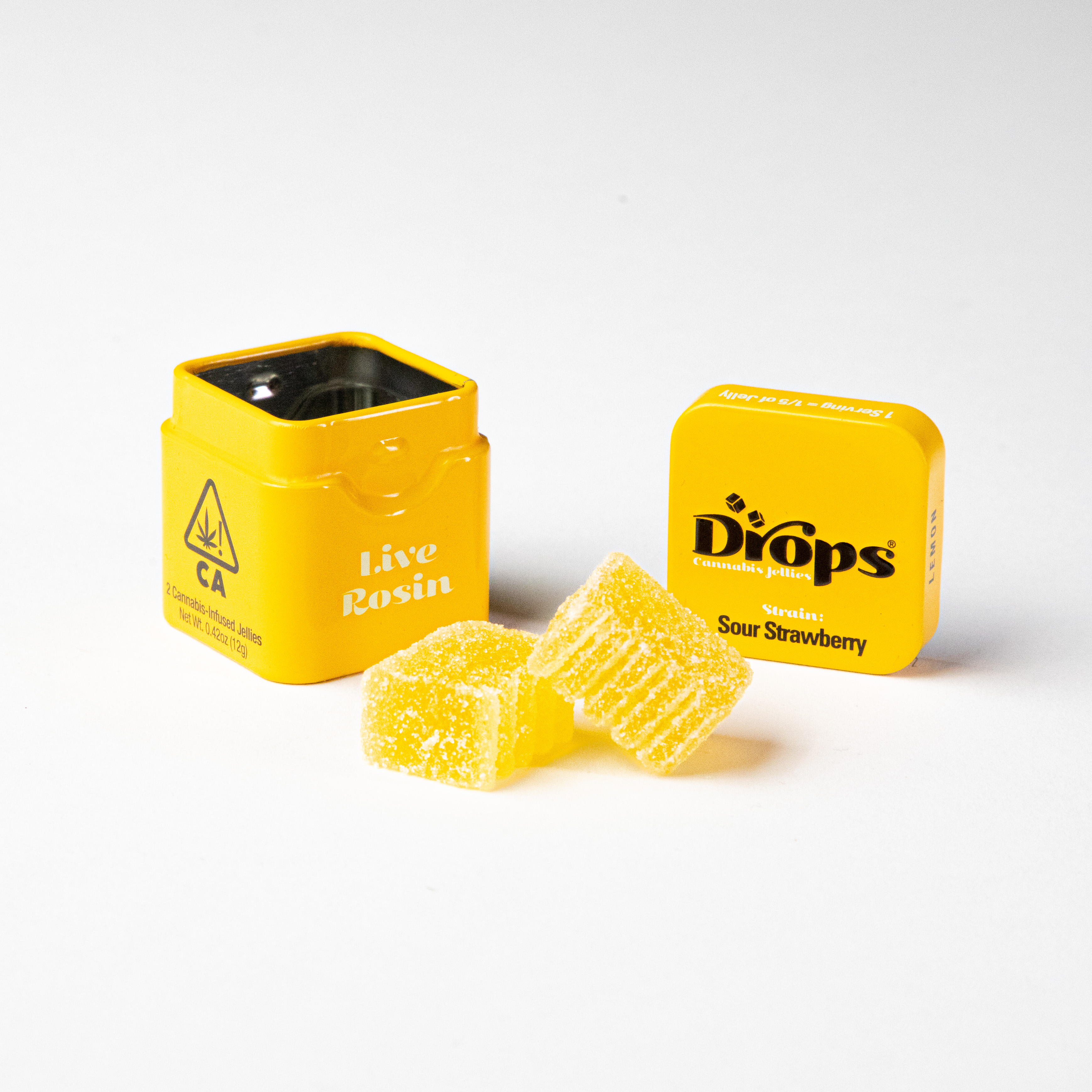 Photograph of product: Drops | TH-oui Jellies 2 Pieces | Lemon (Active) | 100mg