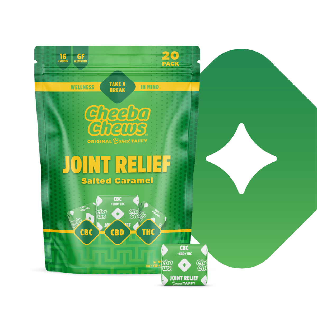 Photograph of product: Cheeba Chew | Joint Relief Caramel CBC - CBD - TH-oui Taffy | 100mg