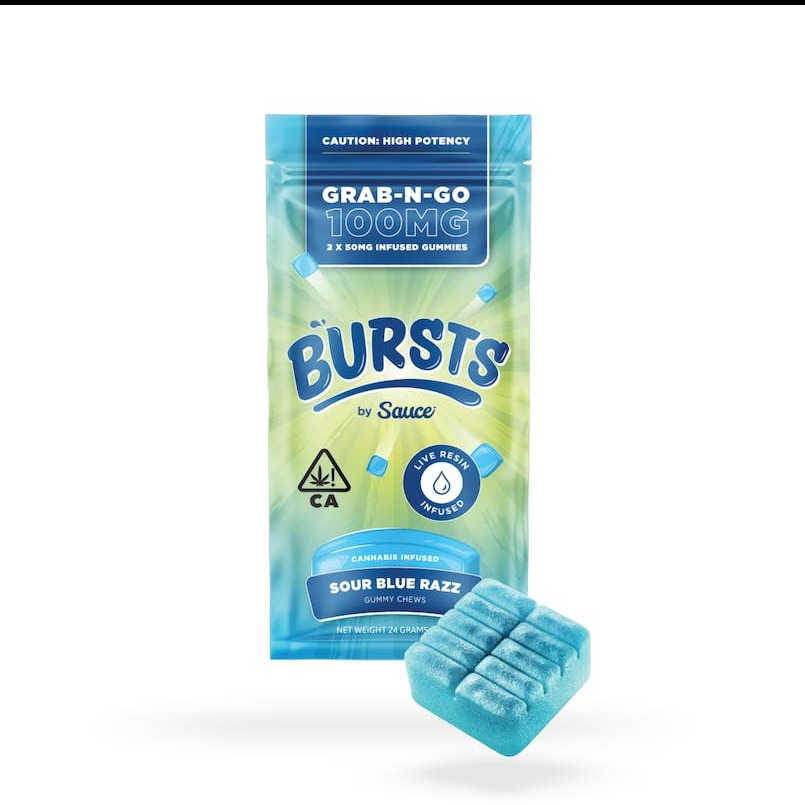 Photograph of product: Burst 200mg Gummies - Sour Blue Razz