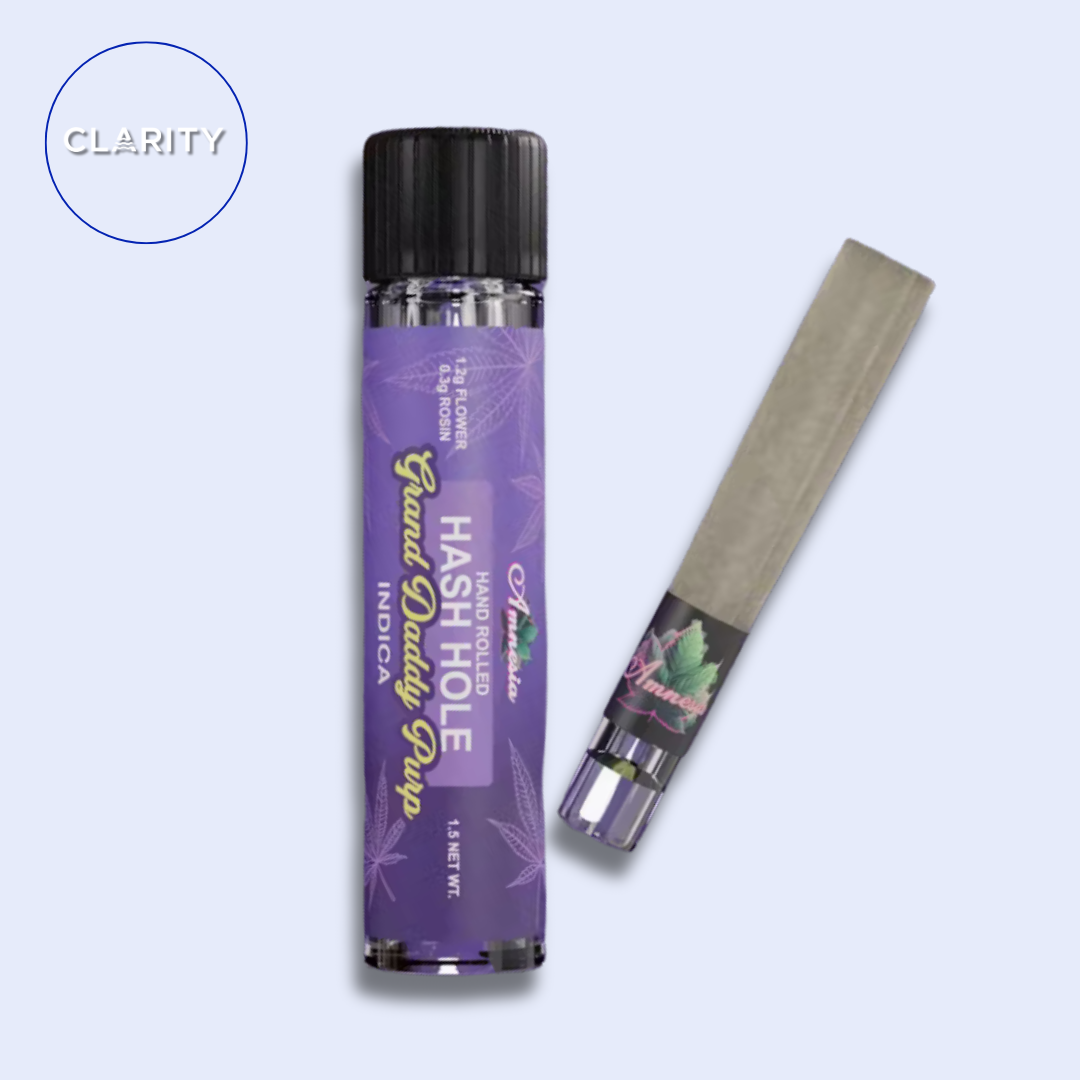 Photograph of product: Amnesia au chocolat Hole Infused Preroll | Grand Daddy Purp
