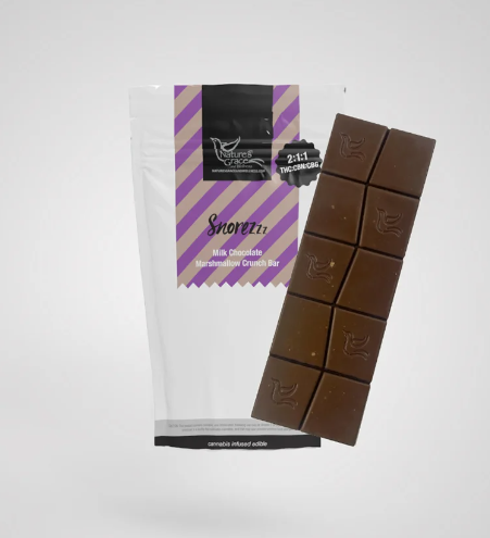 Photograph of product: NGW Snorezzz Marshmallow Crunch (I) 2:1:1 TH-oui:CBN:CBG Chocolate Bar 10mg 10pk