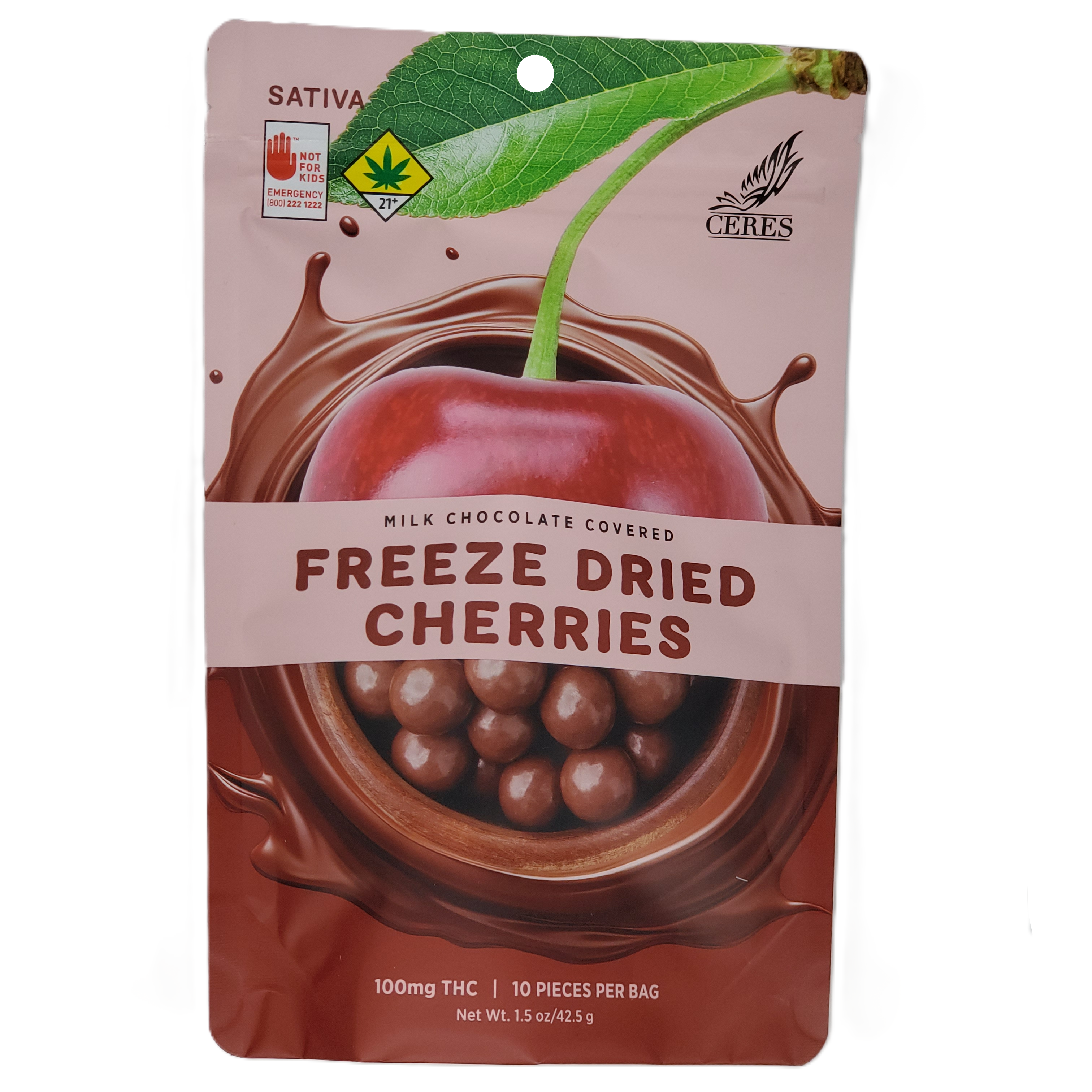 Photograph of product: Ceres Freeze Dried Chocolate Covered Cherries Oui'd 20pk 100mg