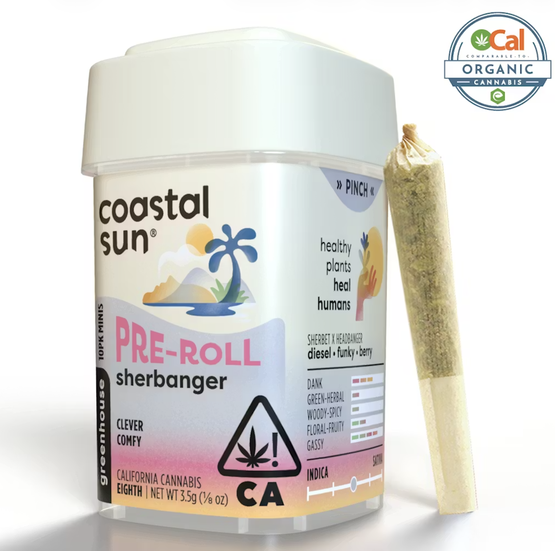 Photograph of product: Coastal Sun Greenhouse PREROLLS 10pk 3.5g - Sherbanger (H)