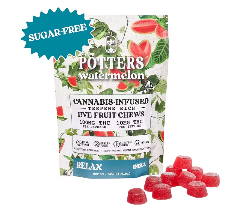 Photograph of product: WATERMELON 100MG VEGAN SUGAR FREE GUMMIES 10 PACK