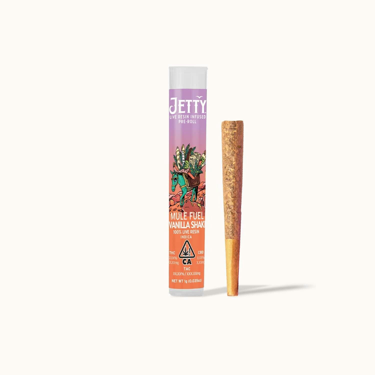 Photograph of product: Mule Fuel x Vanilla Shake Live Resin Infused Pre-Rolls 1g