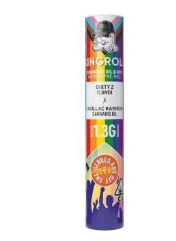 Photograph of product: [Kingroll] Infused Preroll - 1.3g - Dirty Z Flower x Cadillac Rainbow (H) - 