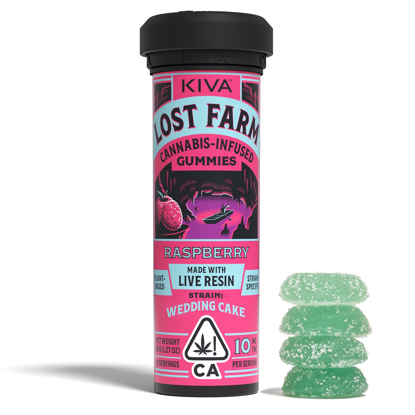 Photograph of product: Lost Farm | Live Resin (Wedding Cake) Raspberry (I/H) | 10mg THC x 10 Gummies