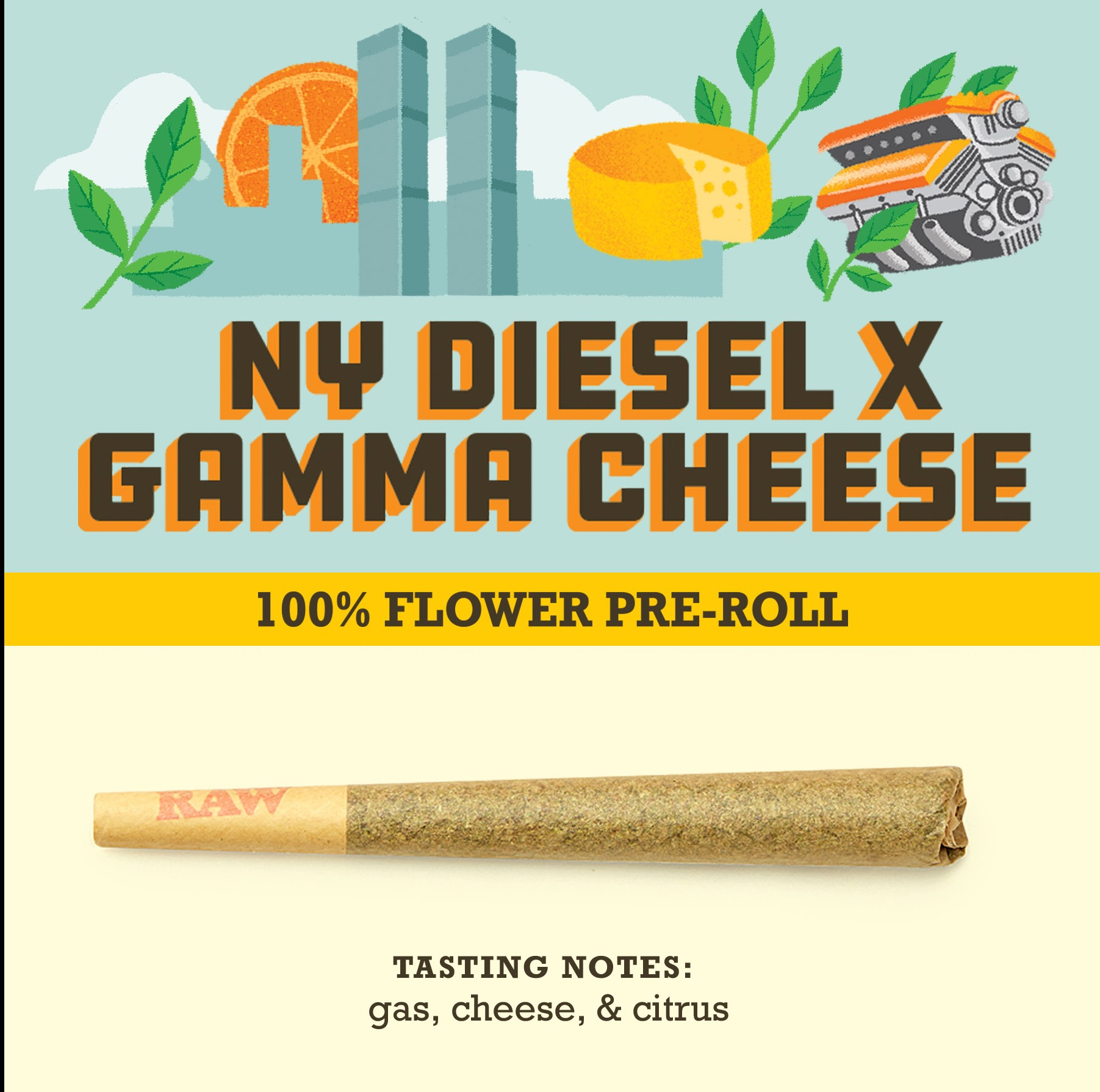 Photograph of product: (Paper Crane) NY Diesel x Gamma Cheese Preroll (S)