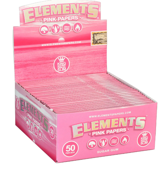 Photograph of product: Elements Pink Rolling Papers | King Size Slim