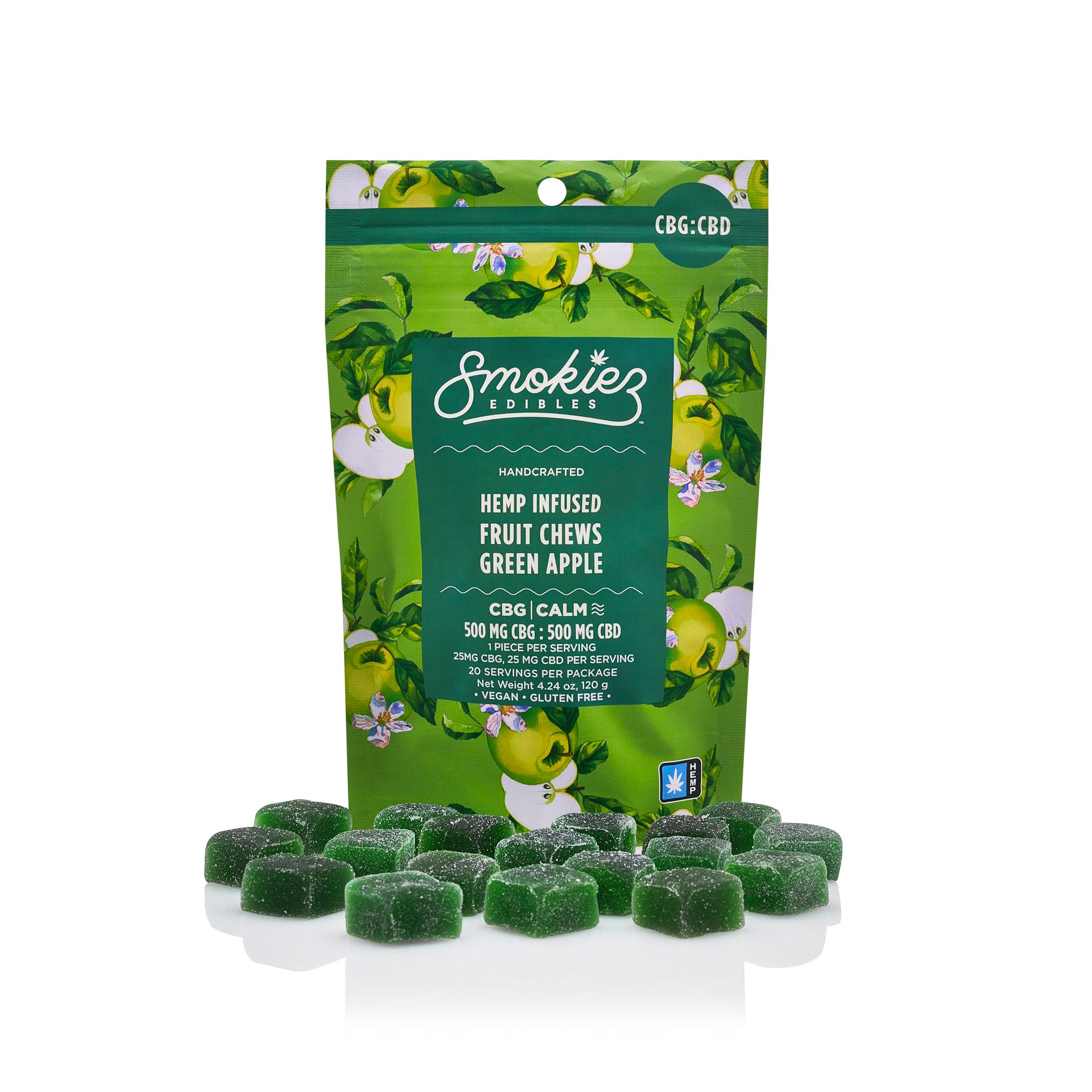 Photograph of product: Smokiez - Sweet Green Apple - 500mg Hemp Fruit Chews