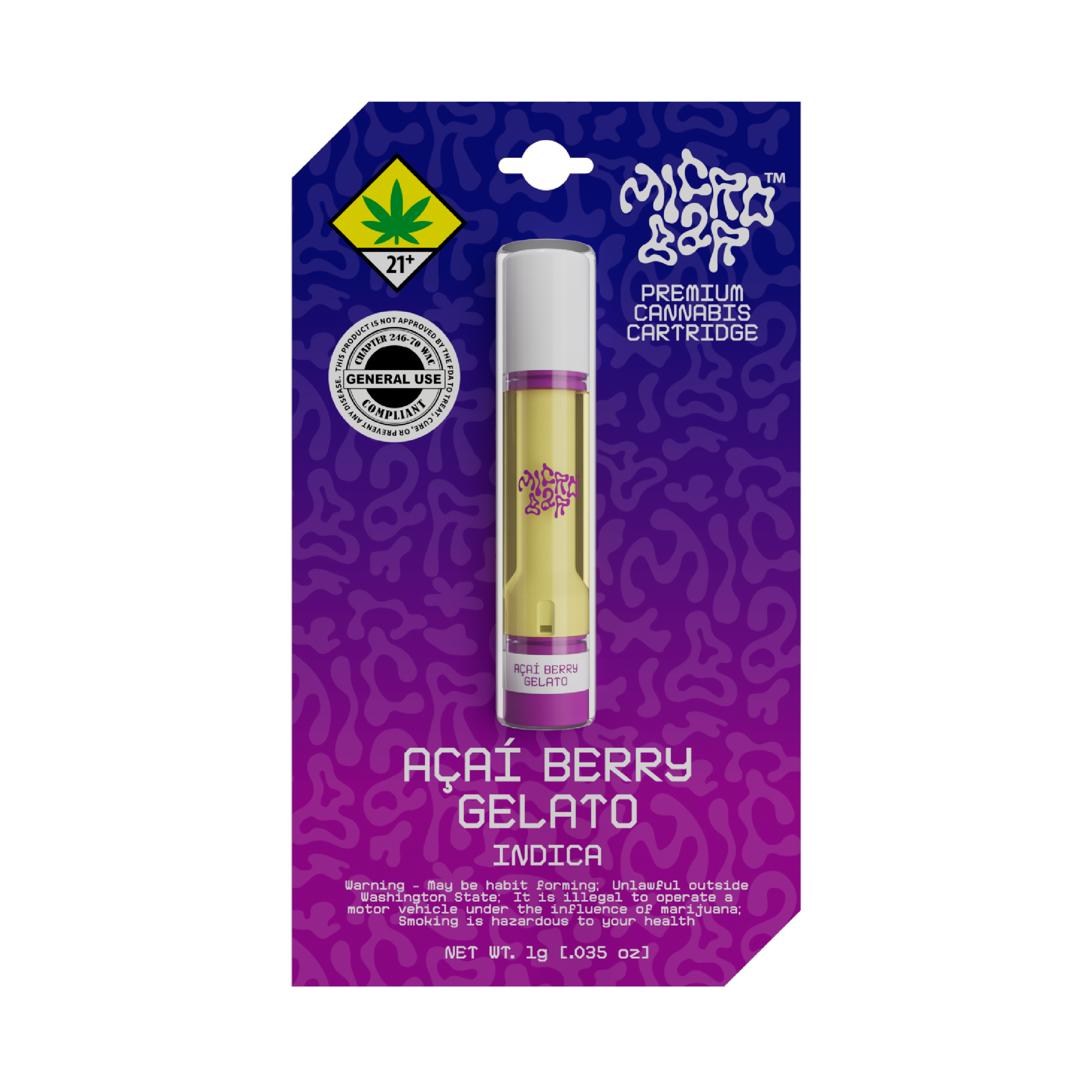 Photograph of product: Micro Bar - Acai Berry Gelato - Vape - Distillate 510 - 1g