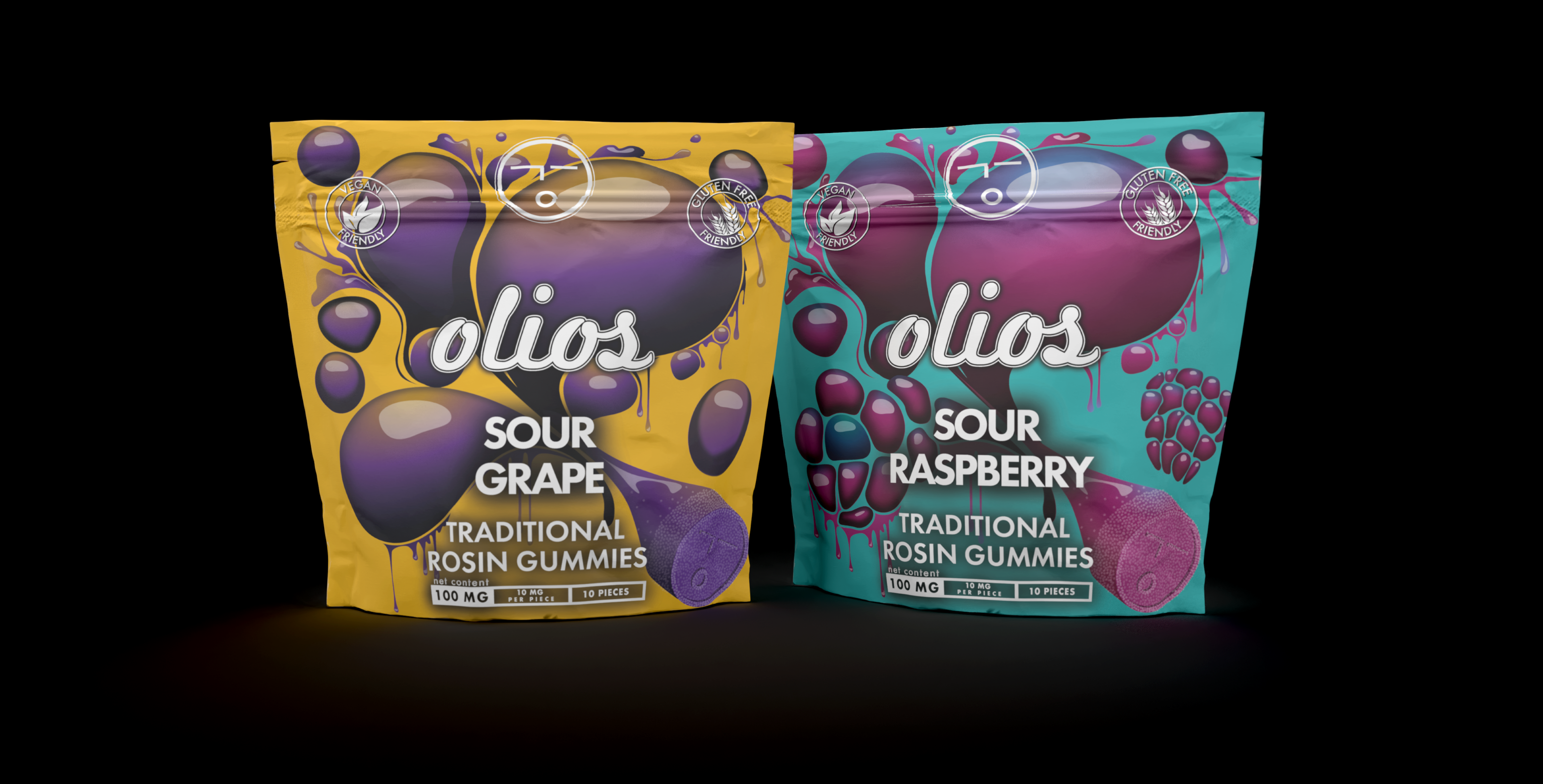 Photograph of product: Olio - Sour Grape - 10ct Live Rosin Gummies