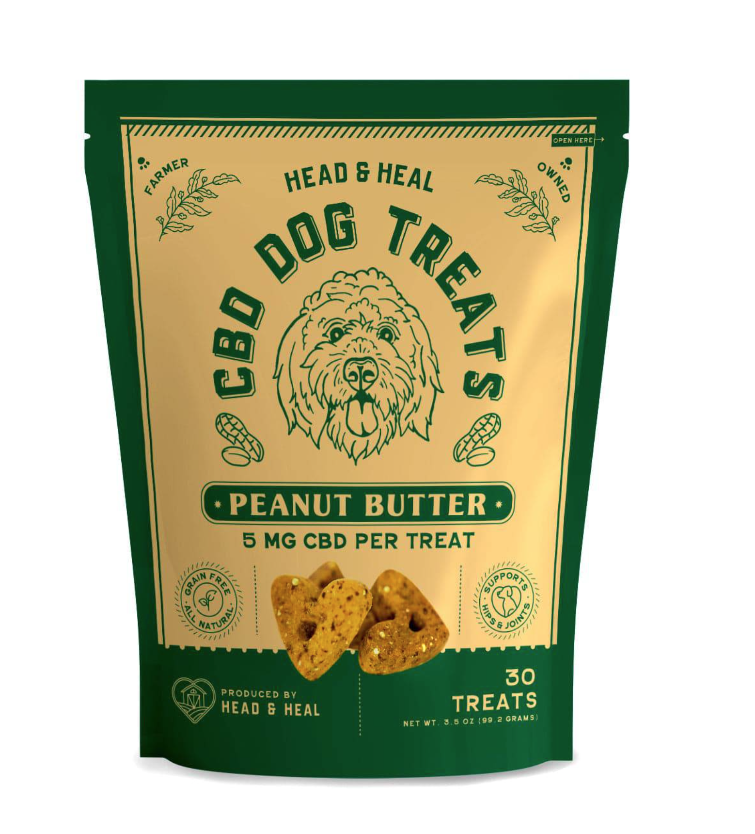 Photograph of product: Head & Heal | CBD Dog Treats | Peanut Butter | 30pk | 150mg CBD