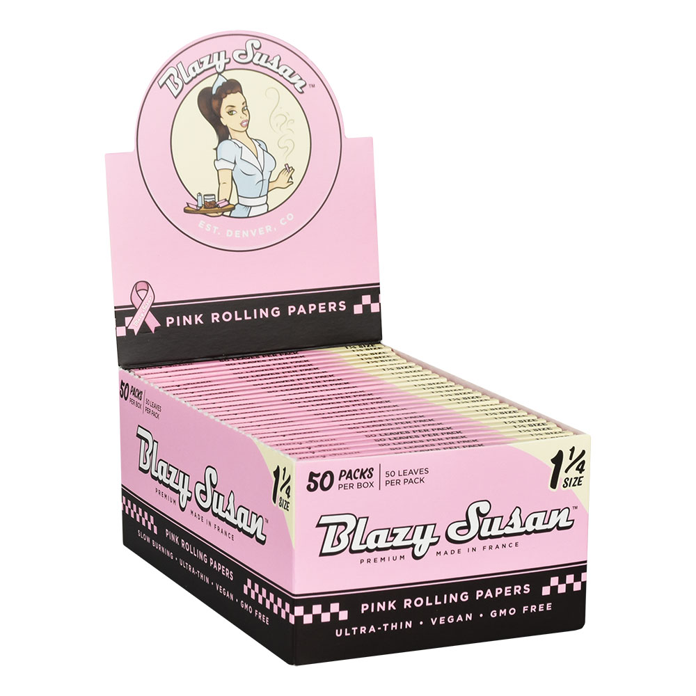Photograph of product: Blazy Susan Pink Rolling Papers 1 1/4"