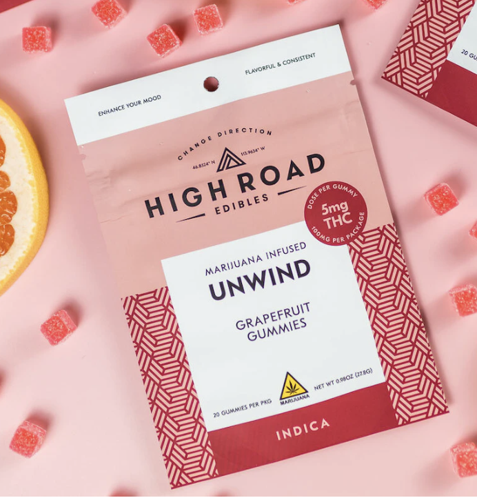 Photograph of product: (High Road) Unwind Gummies - Grapefruit