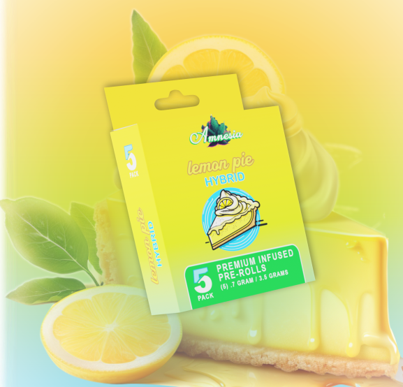 Photograph of product: Amnesia: Lemon Pie Multi-Pack Infused Pre-Rolls (5x0.7g)