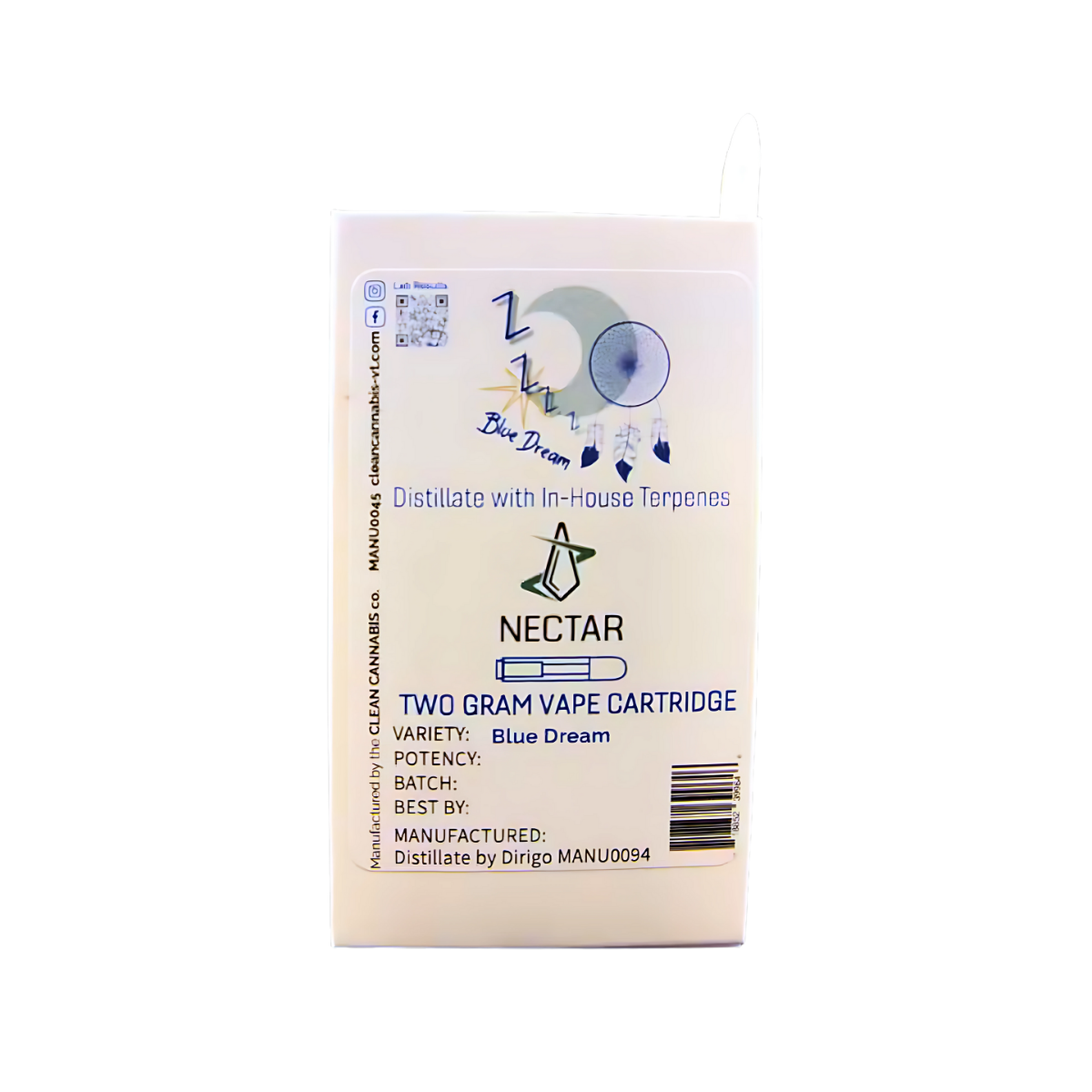 Photograph of product: Blue Dream Vape Cartridge, 2g