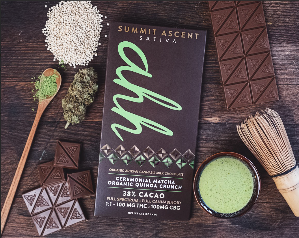 Photograph of product: 1:1 Summit Ascent Matcha Milk Chocolate Bar (TH-oui:CBG) - 5mg/20pk