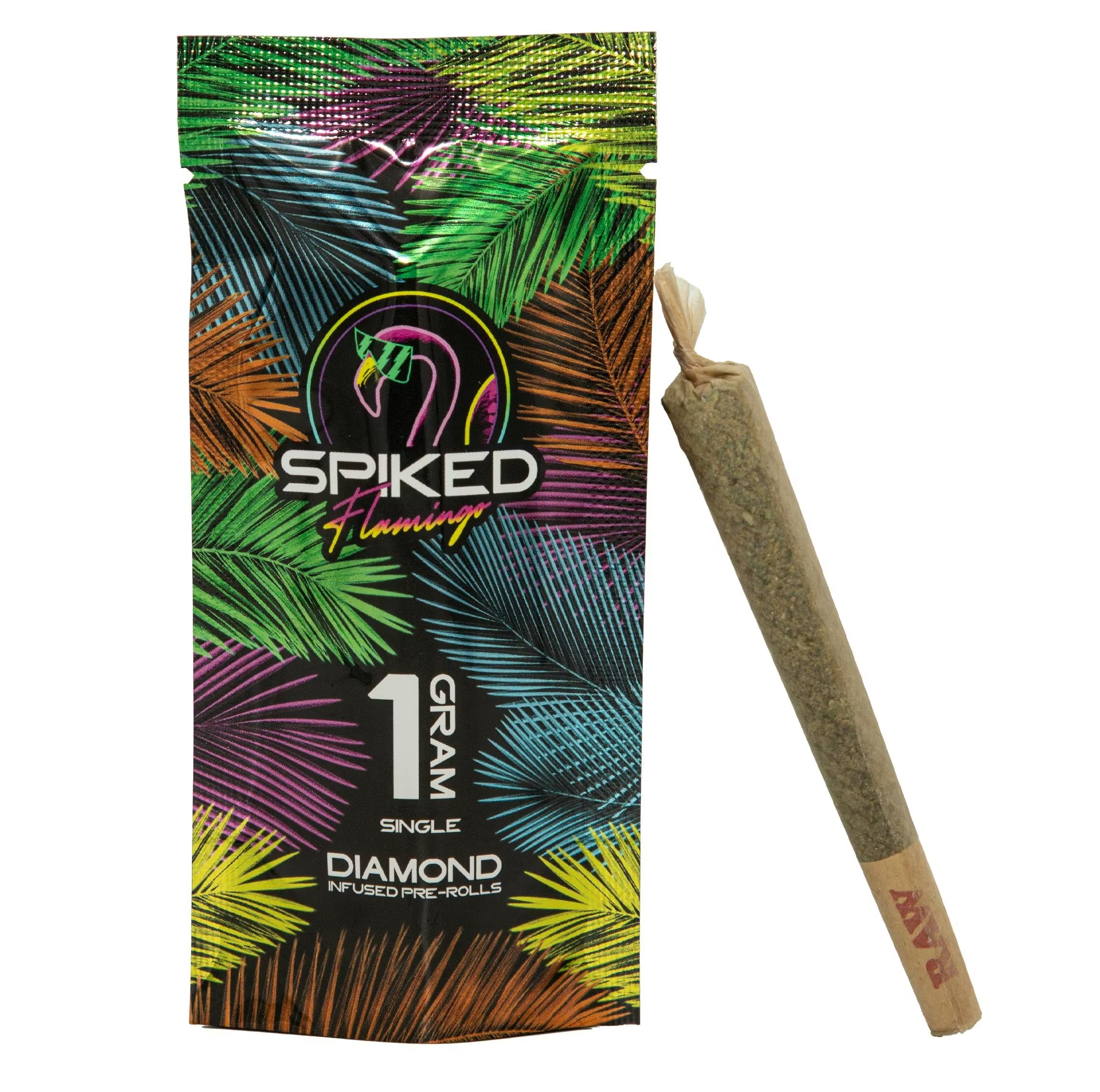 Photograph of product: Spiked Flamingo | Diamond Infused Pre-Roll | Diablo Kush