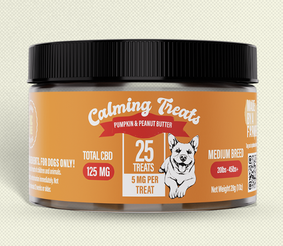 Photograph of product: Made By A Farmer | CBD Pet Treats - 125gmg - Medium Breed: Pumpkin & Peanut Butter