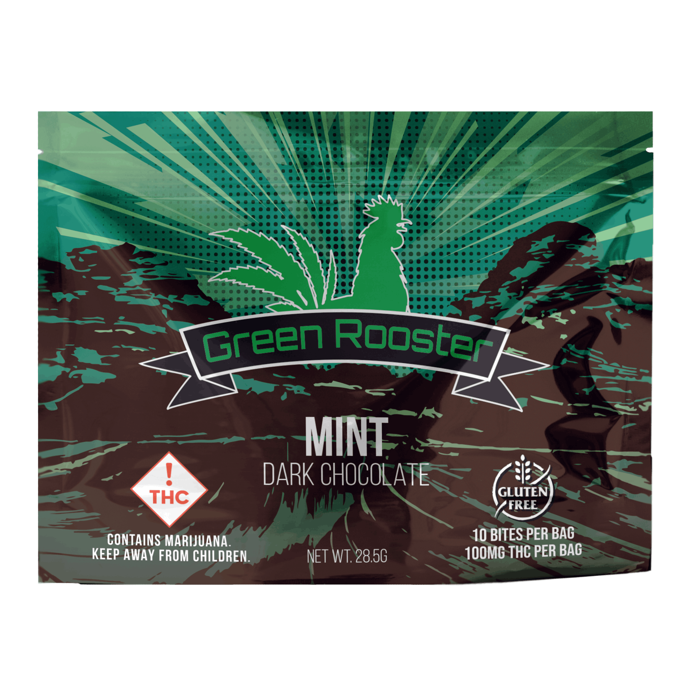 Photograph of product: Green Rooster Mint Dark Chocolate 100mg