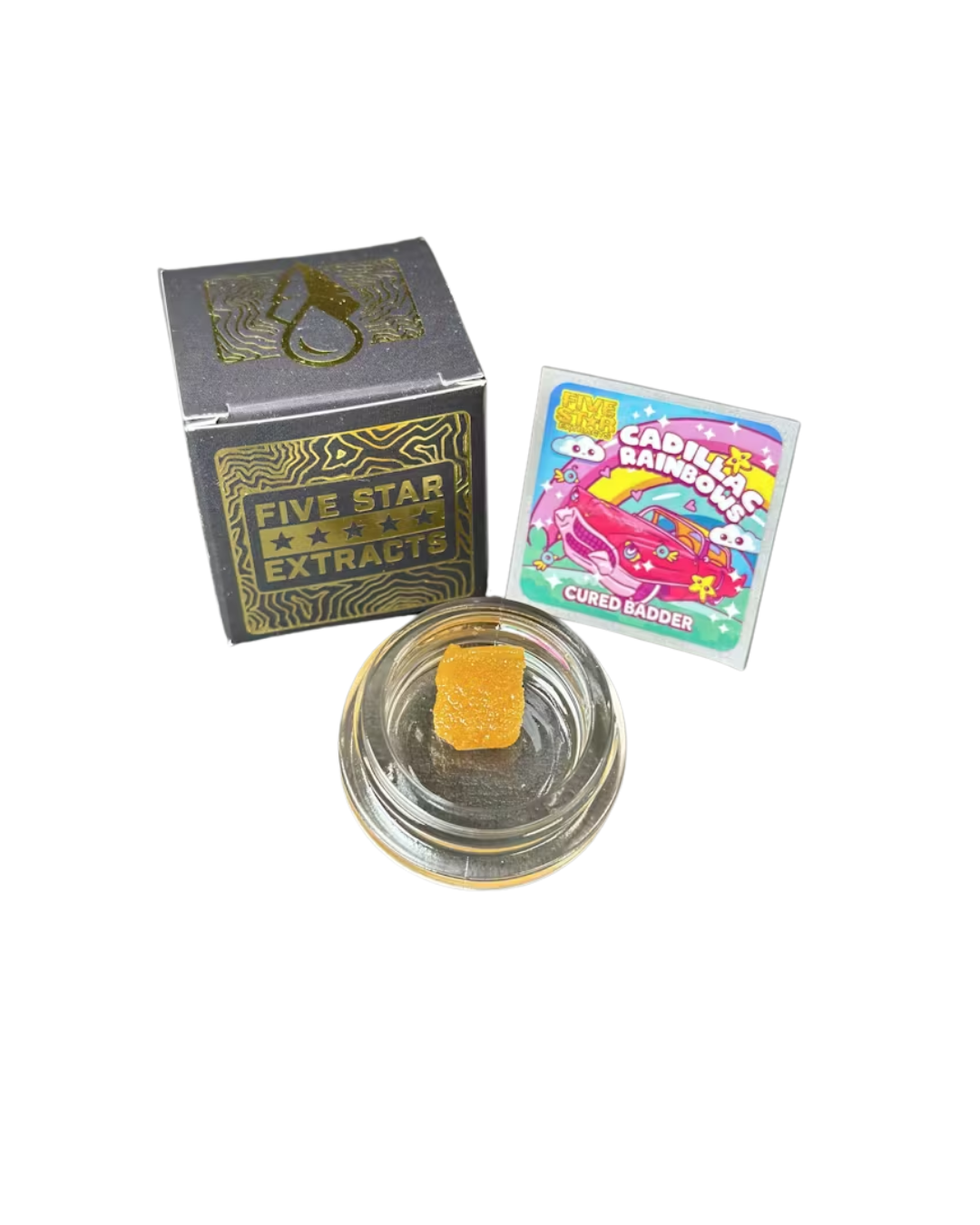 Photograph of product: Five Star Extracts | Cadillac Rainbows Cured Badder