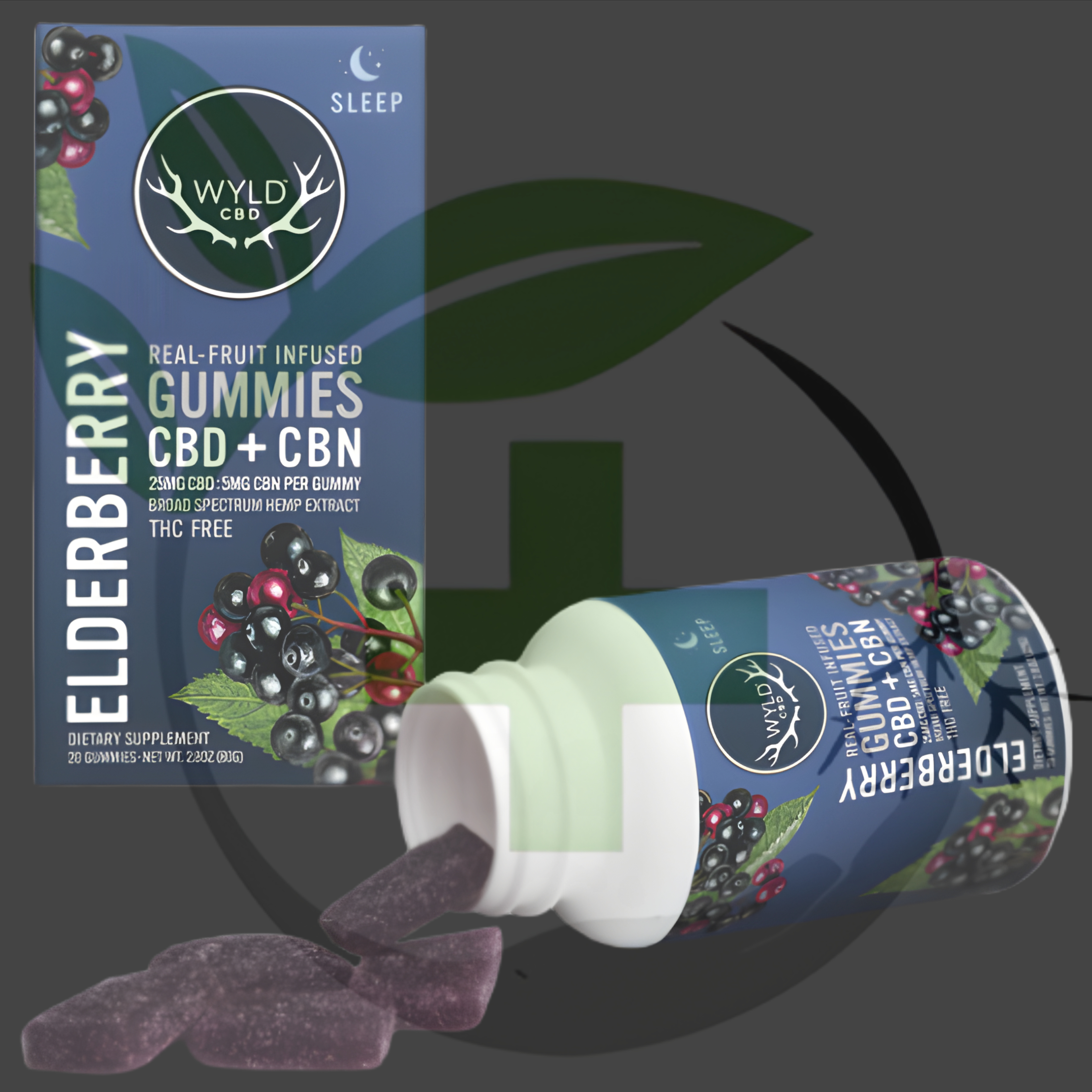Photograph of product: Hemp - TF - WYLD - 500mg 20pc - Elderberry CBD/CBN