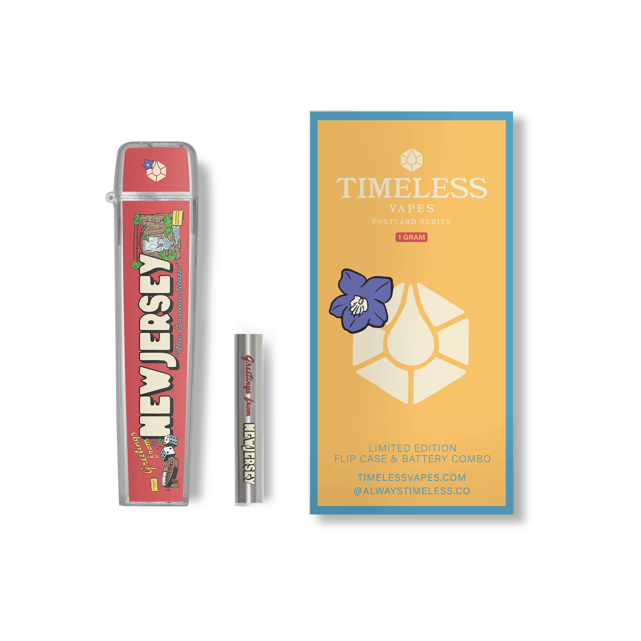 Photograph of product: Timeless Postcard Series New Jersey Flip Case Combo .5g  510 Vape Device