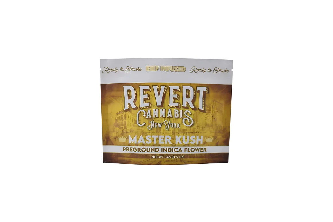 Photograph of product: Revert Oui'd | Master Kush | Kief-Infused Ground Flower | 14g