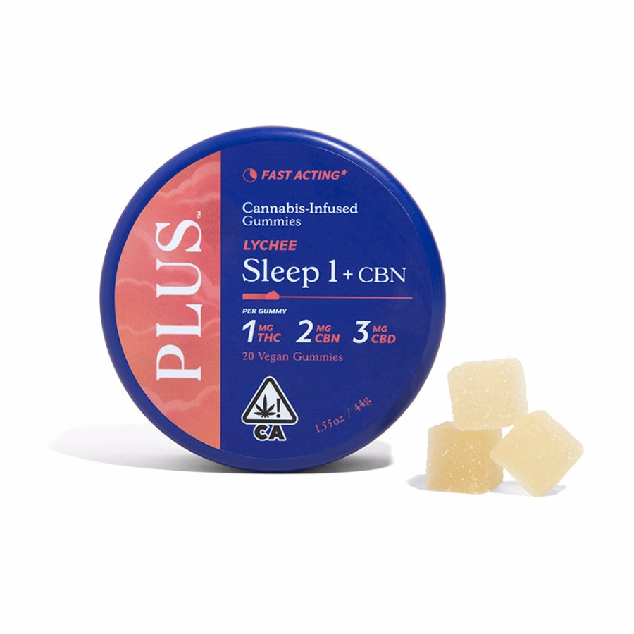 Photograph of product: Plus Gummies Vegan TH-oui/CBN/CBD Sleep Lychee 120mg