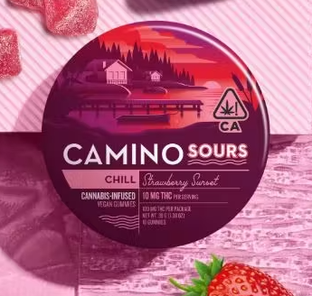 Photograph of product: CRESCO - KIVA CAMINO SOURS STRAWBERRY SUNSET GUMMIES (10PK) (100MG) (H)