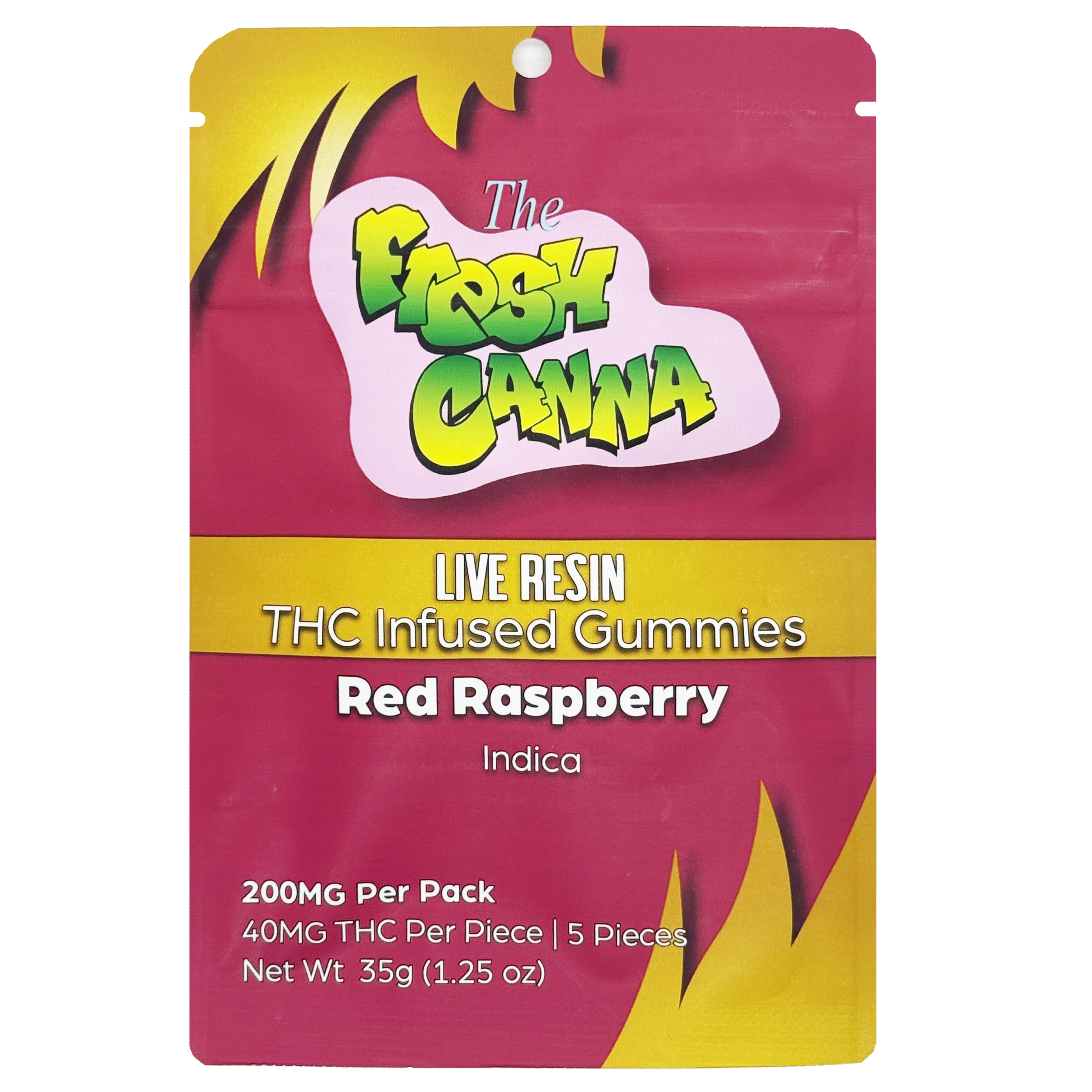 Photograph of product: Fresh Canna Red Raspberry Live Resin Gummies 200mg Rec