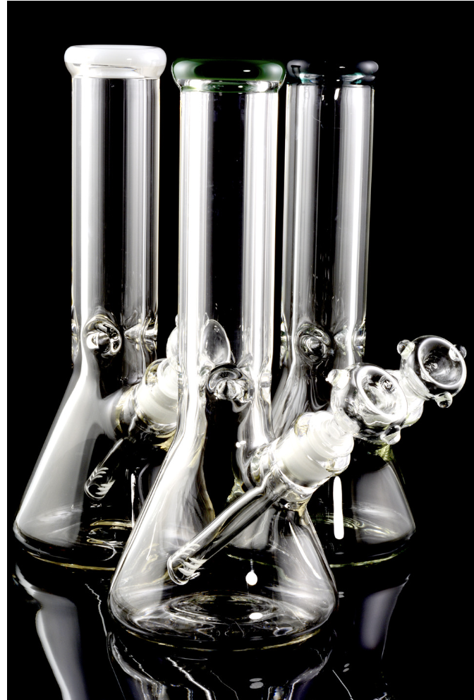 Photograph of product: CRLC | 11" Medium Silver Fumed Glass On Glass Bong With Coil Perc - Light Blue (WP2351)