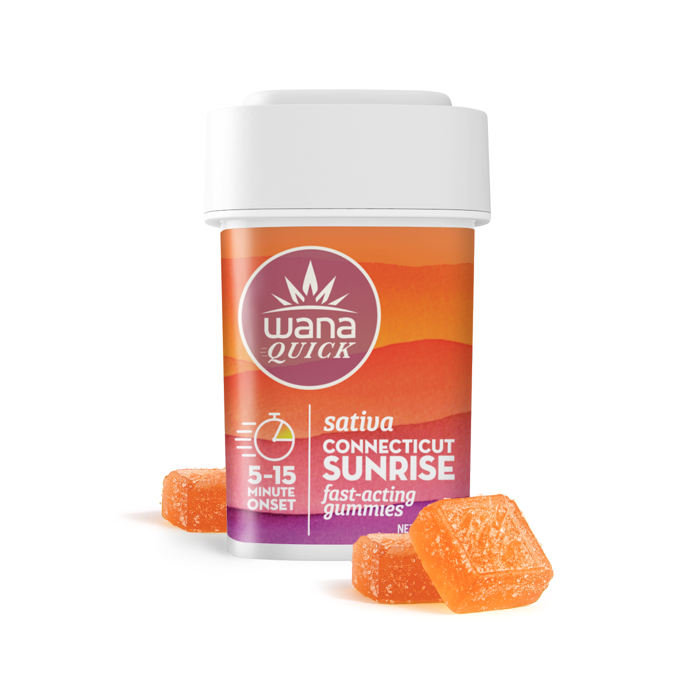 Photograph of product: Wana Connecticut Sunrise Quick Fast-Acting Gummies T99 (S) 20 Pack - 00218
