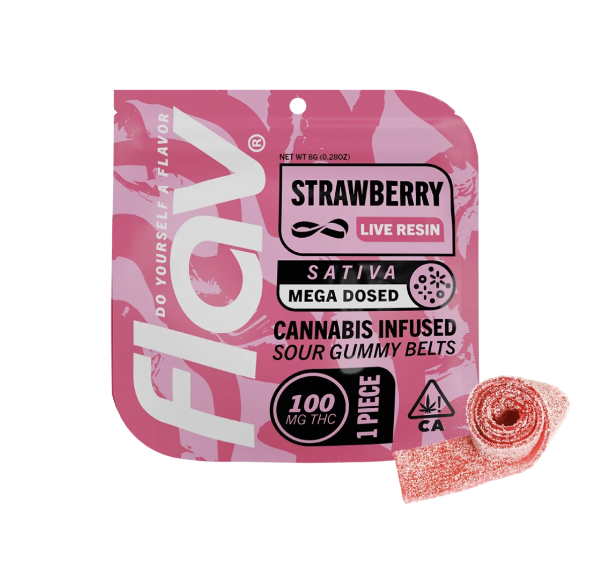Photograph of product: Flav | Strawberry | Mega Belt | Live Resin | 100mg