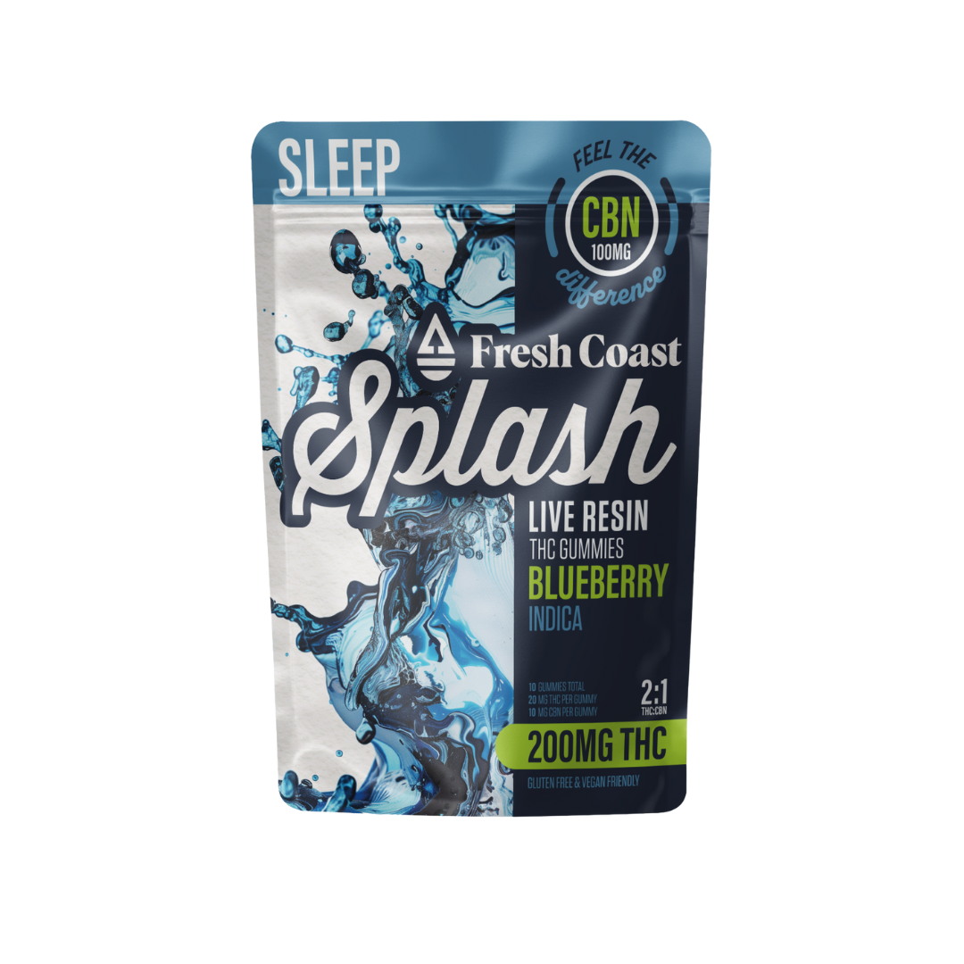 Photograph of product: Splash | Blueberry Live Resin Gummies | 2:1 TH-oui:CBN | 200mg