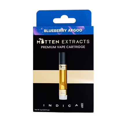 Photograph of product: Mitten Extracts - 1g Cart - Blueberry Afgoo Oui'd