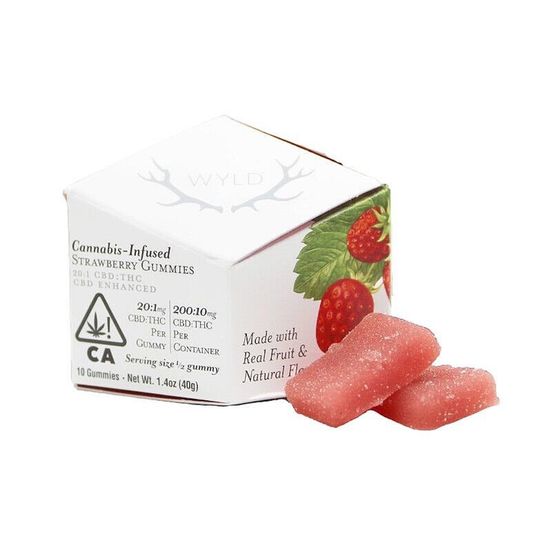 Photograph of product: Wyld - 20:1 CBD/TH-oui Gummies (Strawberry) - 