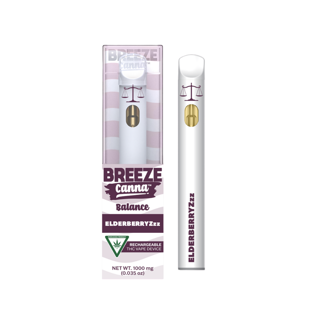 Photograph of product: Breeze Balance | ElderberryZzz Disposable Vape | 1g