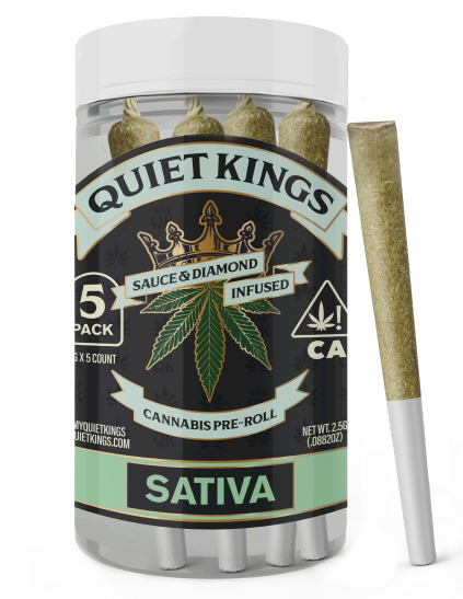 Photograph of product: Quiet Kings Infused 5pk Prerolls 2.5g Cantaloupe Kush