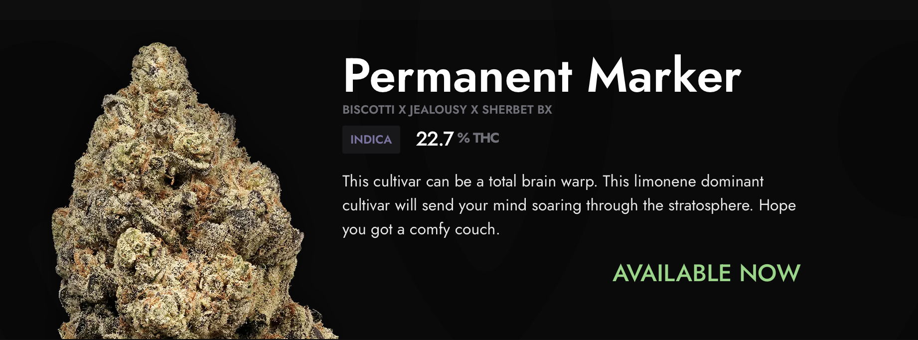 Photograph of product: Green Room - Permanent Marker (IH) - 29.2% - Flower - 3.5g