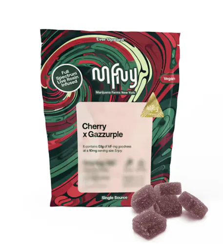 Photograph of product: MFNY - Live Rosin Infused Gummies - Cherry x Gazzurple - 10pk - 100mg