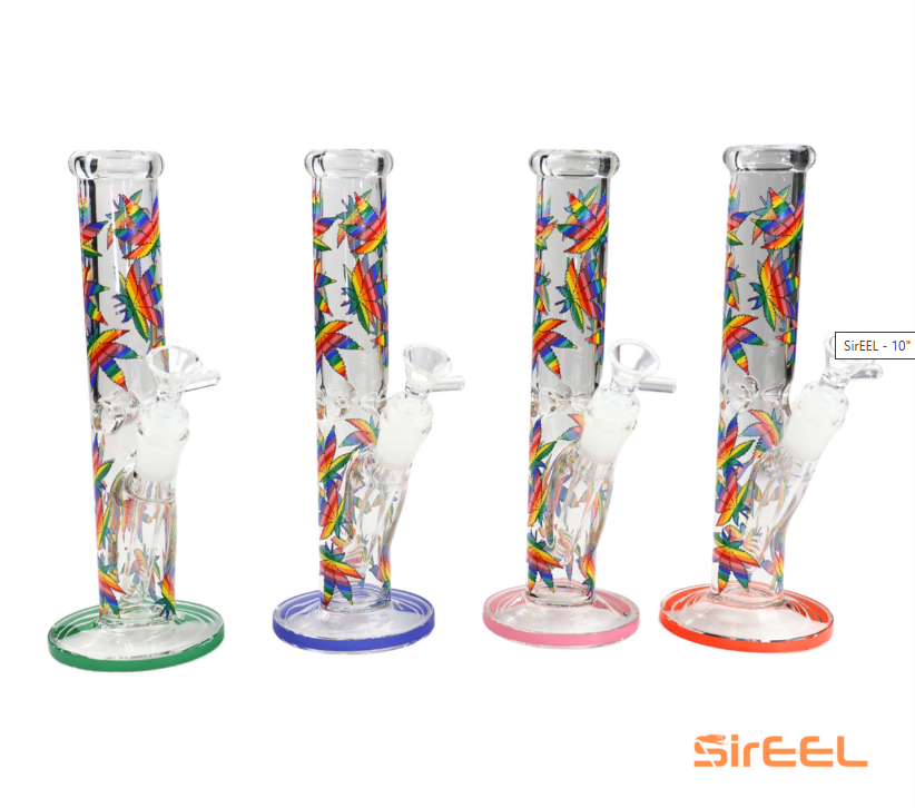 Photograph of product: SirEEL | 10" Leafy Rainbow Tube Bong w/ Bowl | Assorted