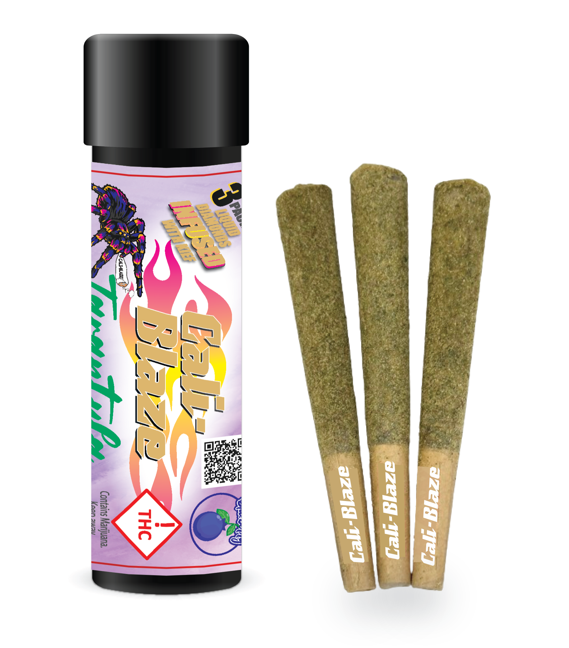 Photograph of product: Cali-Blaze - Tarantula Infused Pre-Roll 3 Pk - Watermelon (MAC) (H)