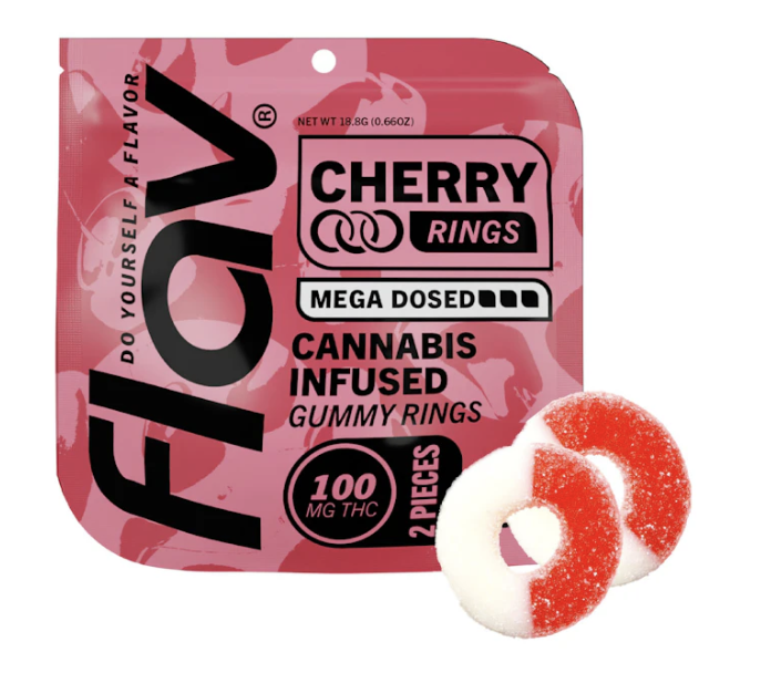 Photograph of product: Flav | Mega Rings | Cherry | 100mg | 2pc