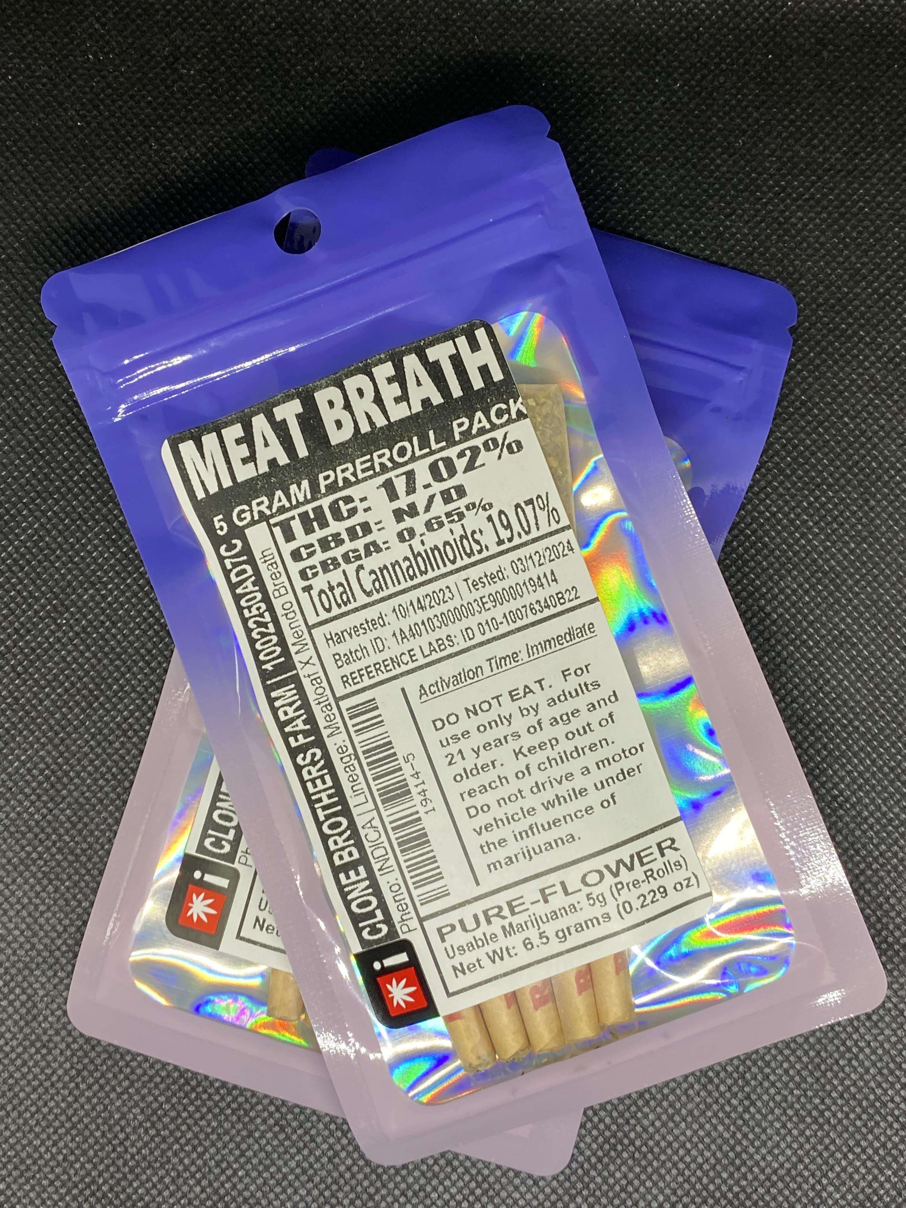 Photograph of product: CB - Pre Roll 5 Pack - Meat Breath (I)